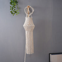 HKM-569043 Beige Bohemian Hand-Woven Lampshade with Tassel Decoration for Bedroom Lighting