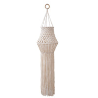 HKM-569043 Beige Bohemian Hand-Woven Lampshade with Tassel Decoration for Bedroom Lighting