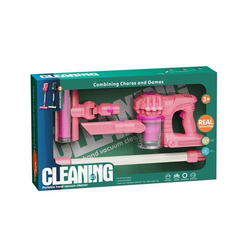 HKM-569043 Electric Combing Chores Game Vacuum Cleaner Toy for Kids Ages 2-7, Interactive Cleaning Tool