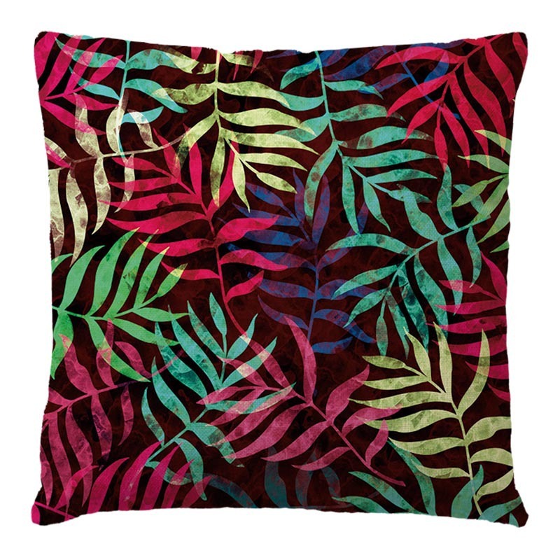 HKM-569043 Linen Pillow Cover with Cartoon Flower Tree Pattern - 45x45cm
