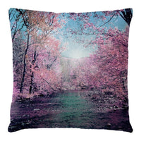 HKM-569043 Linen Pillow Cover with Cartoon Flower Tree Pattern - 45x45cm