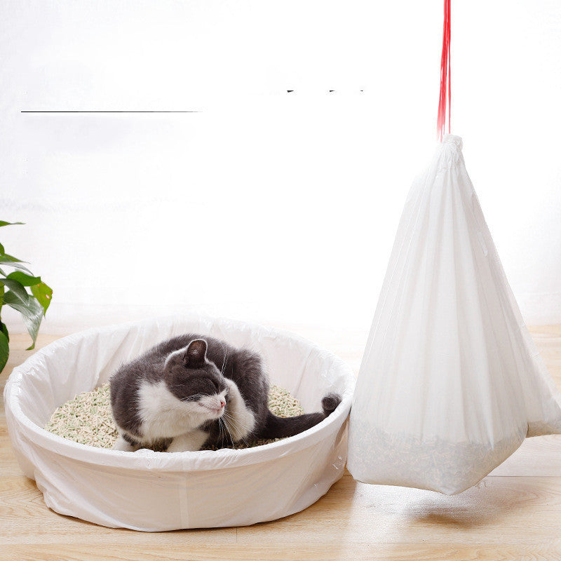 HKM-569043 Thick LDPE Drawstring Cat Litter Box Bags in Blue