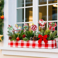 HKM-569171 12 Christmas Diamond Art Kits for Holiday Garden Decor - Santa, Snowman, Elk, Gingerbread Stakes