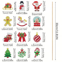 HKM-569171 12 Christmas Diamond Art Kits for Holiday Garden Decor - Santa, Snowman, Elk, Gingerbread Stakes