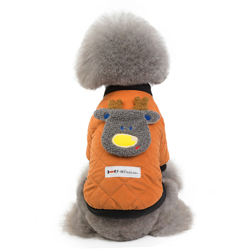 HKM-569235 Padded Winter Jacket for Dogs - Fawn Cotton in Orange and Blue, Multiple Sizes Available