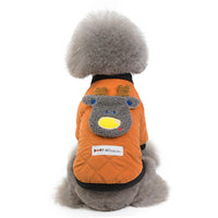 HKM-569235 Padded Winter Jacket for Dogs - Fawn Cotton in Orange and Blue, Multiple Sizes Available