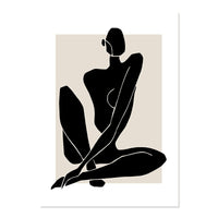 HKM-569363 Bohemian Floral Body Line Canvas Art Print - Abstract Matisse Design