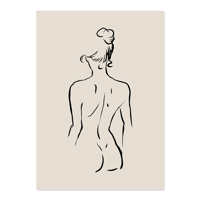 HKM-569363 Bohemian Floral Body Line Canvas Art Print - Abstract Matisse Design