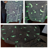 HKM-569363 Luminous Starry Sky Flannel Blanket for Children - Super Soft Coral Fleece, Glow-in-the-Dark Design