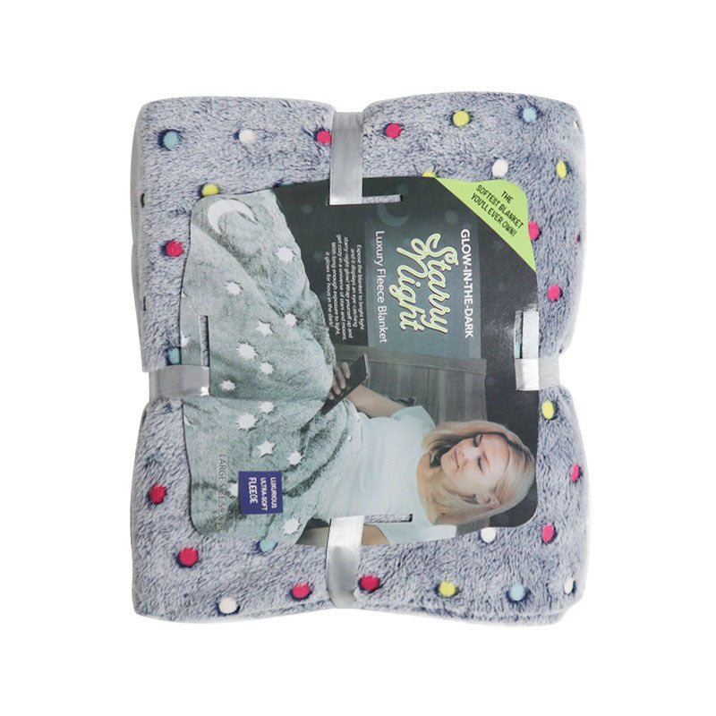 HKM-569363 Luminous Starry Sky Flannel Blanket for Children - Super Soft Coral Fleece, Glow-in-the-Dark Design