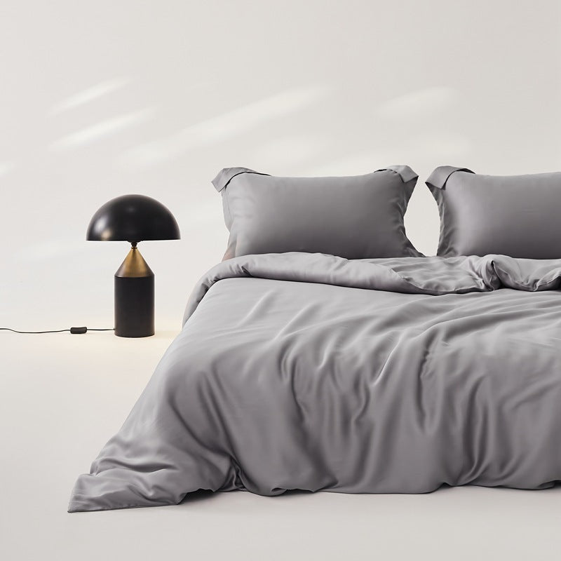 HKM-569363 Silky Lyocell Ice Silk Four-Piece Bedding Set with Fitted Sheet and Duvet Cover Options