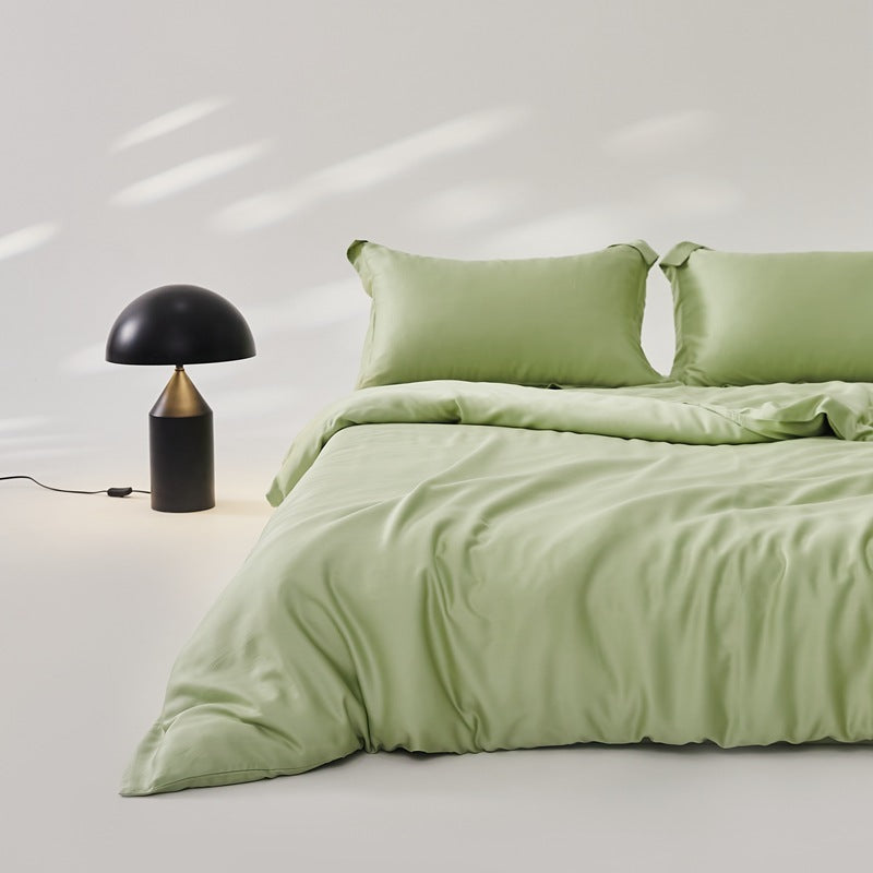 HKM-569363 Silky Lyocell Ice Silk Four-Piece Bedding Set with Fitted Sheet and Duvet Cover Options