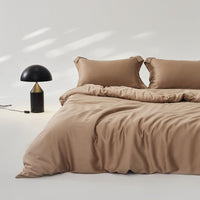 HKM-569363 Silky Lyocell Ice Silk Four-Piece Bedding Set with Fitted Sheet and Duvet Cover Options