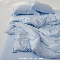 HKM-569363 Silky Lyocell Ice Silk Four-Piece Bedding Set with Fitted Sheet and Duvet Cover Options