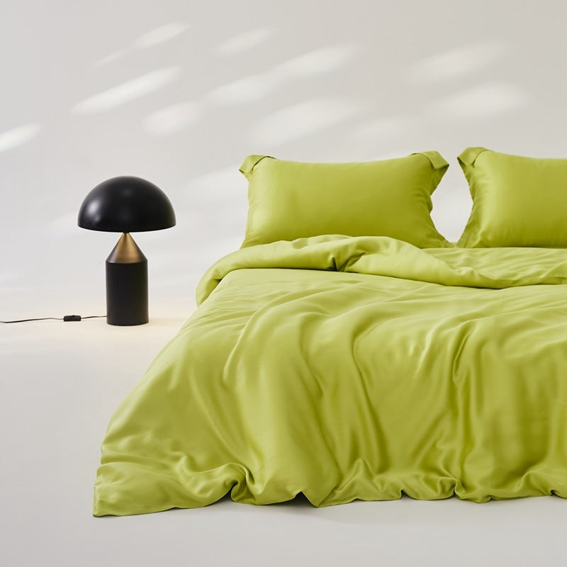 HKM-569363 Silky Lyocell Ice Silk Four-Piece Bedding Set with Fitted Sheet and Duvet Cover Options