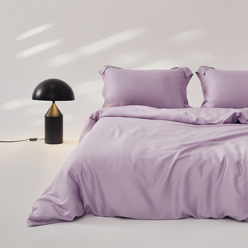 HKM-569363 Silky Lyocell Ice Silk Four-Piece Bedding Set with Fitted Sheet and Duvet Cover Options