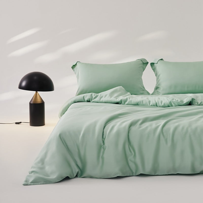 HKM-569363 Silky Lyocell Ice Silk Four-Piece Bedding Set with Fitted Sheet and Duvet Cover Options