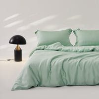 HKM-569363 Silky Lyocell Ice Silk Four-Piece Bedding Set with Fitted Sheet and Duvet Cover Options