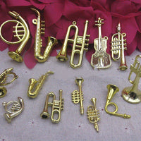 HKM-569491 Small Musical Instrument Christmas Tree Decorations - Plastic Resin Miniatures for Crafting and DIY Accessories