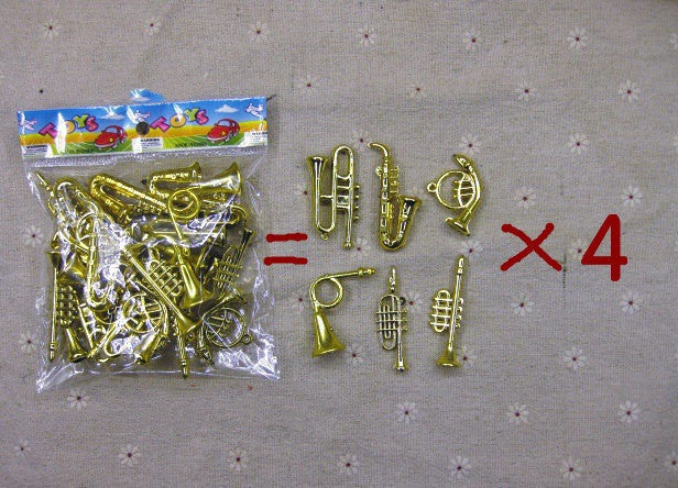 HKM-569491 Small Musical Instrument Christmas Tree Decorations - Plastic Resin Miniatures for Crafting and DIY Accessories