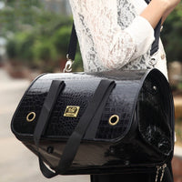 HKM-569555 One-Shoulder Leather Pet Carry Backpack - 37cm Length, 18cm Width, 23cm Height
