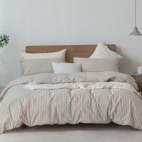 HKM-569683 Pure Cotton Modern Style Duvet Cover and Bed Sheet Set in Solid Colors for Single and Double Beds