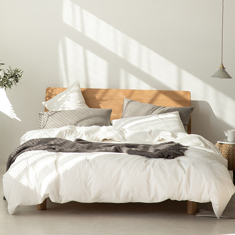 HKM-569683 Pure Cotton Modern Style Duvet Cover and Bed Sheet Set in Solid Colors for Single and Double Beds