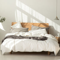 HKM-569683 Pure Cotton Modern Style Duvet Cover and Bed Sheet Set in Solid Colors for Single and Double Beds