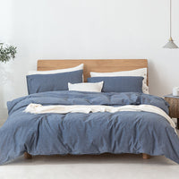HKM-569683 Pure Cotton Modern Style Duvet Cover and Bed Sheet Set in Solid Colors for Single and Double Beds