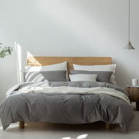 HKM-569683 Pure Cotton Modern Style Duvet Cover and Bed Sheet Set in Solid Colors for Single and Double Beds