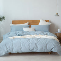 HKM-569683 Pure Cotton Modern Style Duvet Cover and Bed Sheet Set in Solid Colors for Single and Double Beds