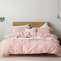 HKM-569683 Pure Cotton Modern Style Duvet Cover and Bed Sheet Set in Solid Colors for Single and Double Beds