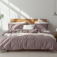 HKM-569683 Pure Cotton Modern Style Duvet Cover and Bed Sheet Set in Solid Colors for Single and Double Beds