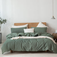 HKM-569683 Pure Cotton Modern Style Duvet Cover and Bed Sheet Set in Solid Colors for Single and Double Beds