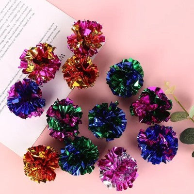 HKM-569811 Colorful Noisy Paper Ball Cat Toy - 4.5cm Fun Pet Interactive Plaything