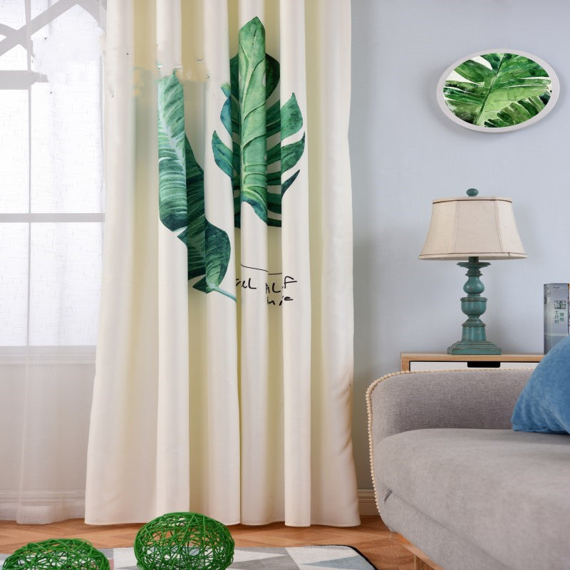 HKM-570067 Banana Leaf Pattern Digital Print Curtain in Ramie Cotton Polyester