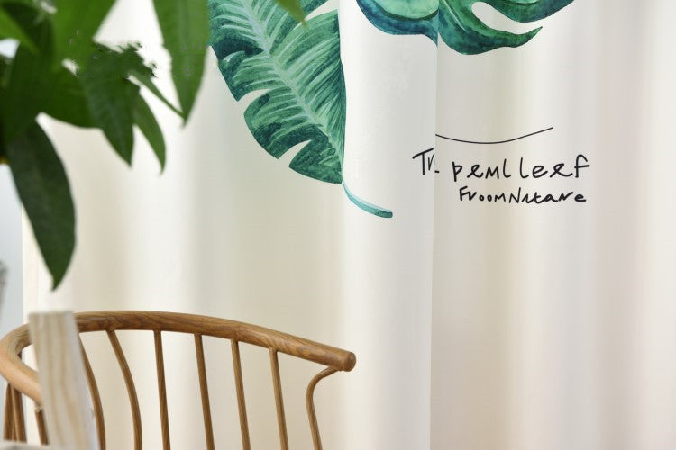 HKM-570067 Banana Leaf Pattern Digital Print Curtain in Ramie Cotton Polyester