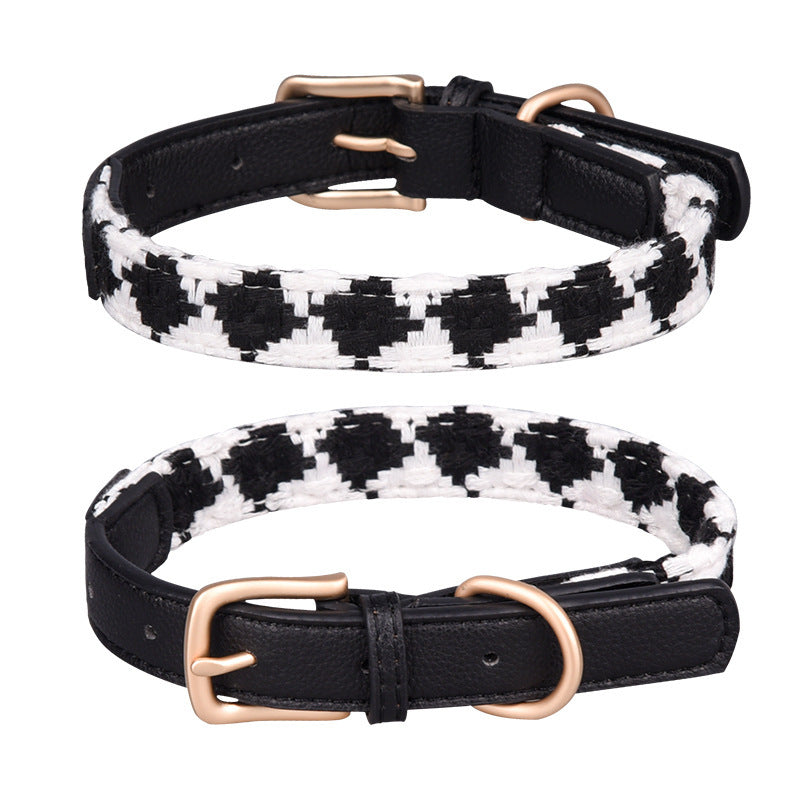 HKM-570067 Soft Woven Prismatic Plaid Dog Collar