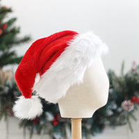 HKM-570131 Thicker Plush Santa Christmas Hat for Adults and Kids - Cozy Red and White Design