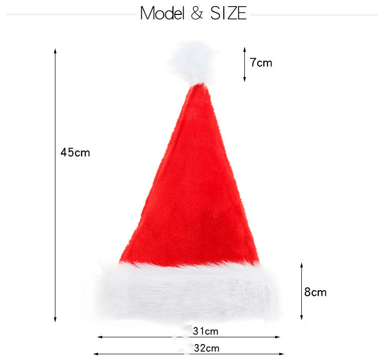 HKM-570131 Thicker Plush Santa Christmas Hat for Adults and Kids - Cozy Red and White Design