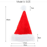 HKM-570131 Thicker Plush Santa Christmas Hat for Adults and Kids - Cozy Red and White Design