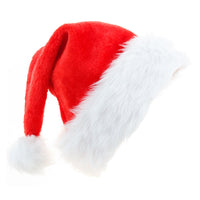 HKM-570131 Thicker Plush Santa Christmas Hat for Adults and Kids - Cozy Red and White Design