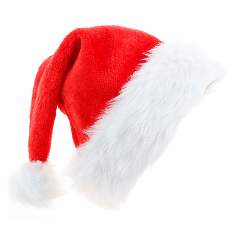 HKM-570131 Thicker Plush Santa Christmas Hat for Adults and Kids - Cozy Red and White Design