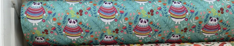 HKM-570195 Cartoon Panda and Tiger 100% Cotton Twill Fabric - 160cm Wide