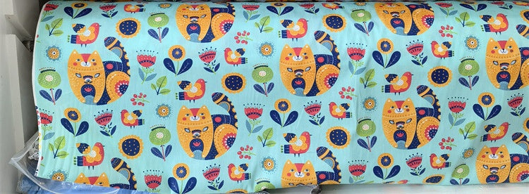 HKM-570195 Cartoon Panda and Tiger 100% Cotton Twill Fabric - 160cm Wide