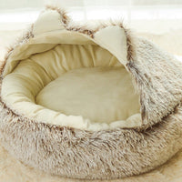 HKM-570323 Cozy Plush Deep Sleep Nest for Cats and Small Dogs - Soft Semi-Closed Design