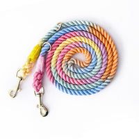 HKM-570323 Dual Headed Hand-Dyed Woven Cotton Dog Leash – 2.3M Long, Suitable for Dogs 1.5-50kg