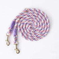 HKM-570323 Dual Headed Hand-Dyed Woven Cotton Dog Leash – 2.3M Long, Suitable for Dogs 1.5-50kg