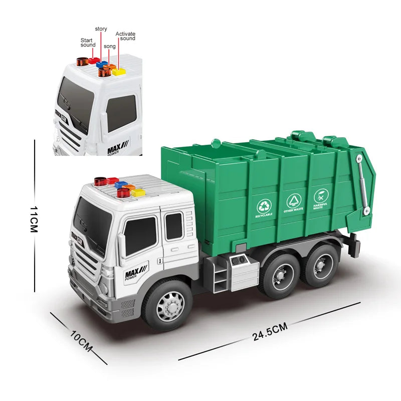 HKM-570323 Multifunctional 1:16 City Sanitation Truck Toy with Sound and Music for Ages 2-4