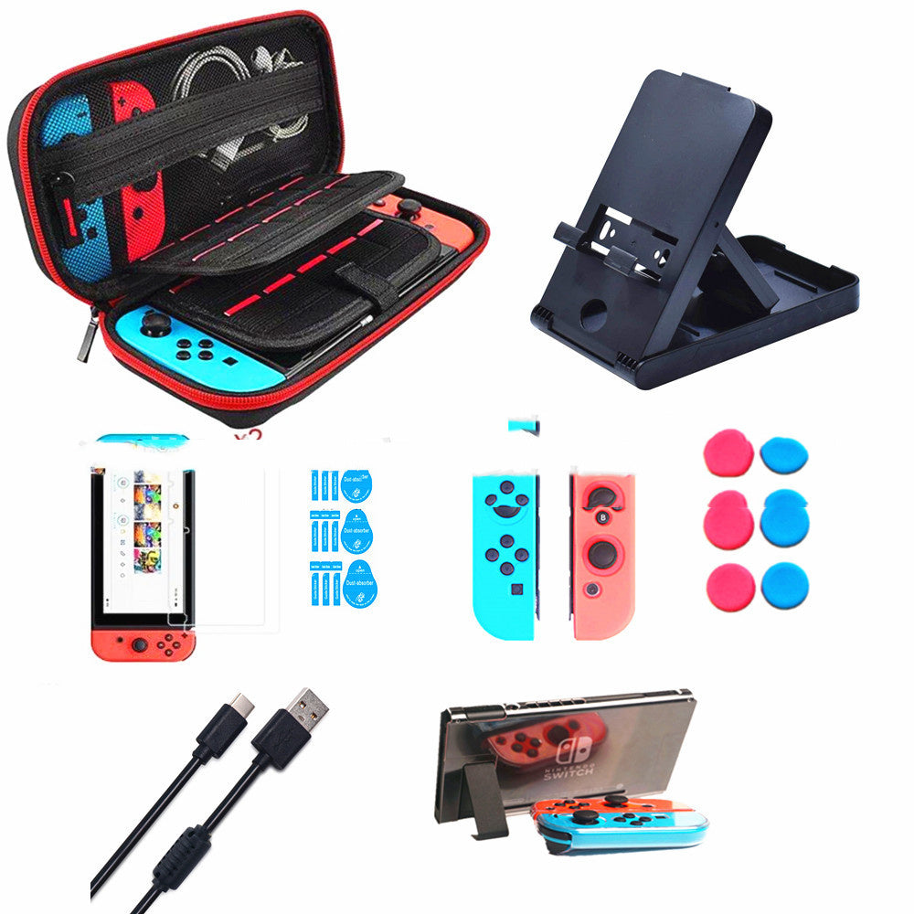 HKM-570387 Toughened Film Protective Shell Bracket Set for Game Consoles - Eco-friendly EVA, Includes Carry Case and Accessories